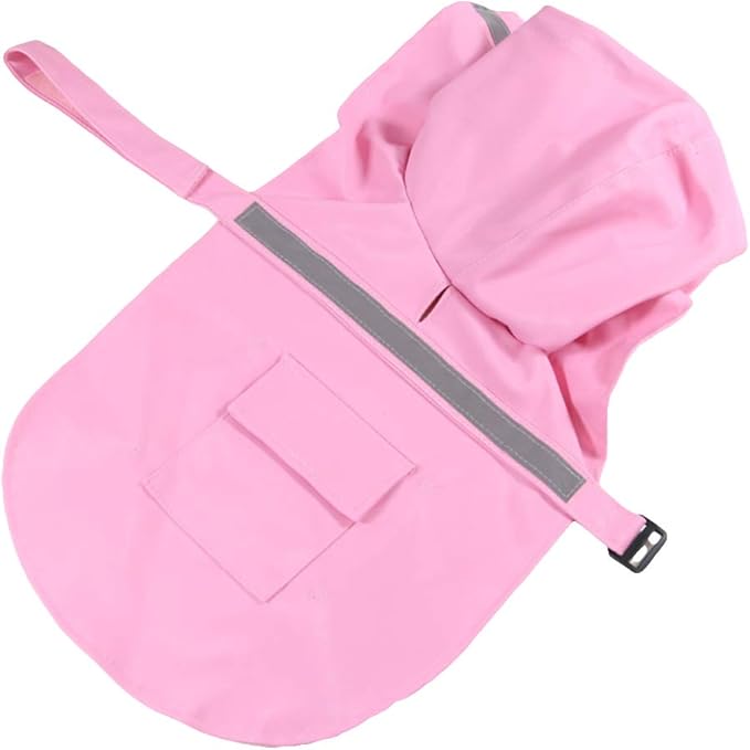 NACOCO Large Dog Raincoat Adjustable Pet Water Proof Clothes Lightweight Rain Jacket Poncho Hoodies with Strip Reflective (XXXL, Pink)