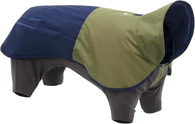 Ruffwear, Sun Shower Dog Raincoat Coverall, Waterproof & Windproof All-Weather Jacket with Full Coverage & Leg Straps, Lightweight & Reflective Dog Gear, Midnight Blue, X-Large