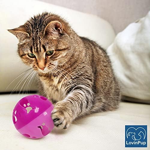 Cat Ball Toy with Bell Larger Size, Bells Jingle as Balls Roll, 3 Pack, Set of 3 Cat Toys for Small or Large Cats, or Other Animals (Blue - 3 Pack)