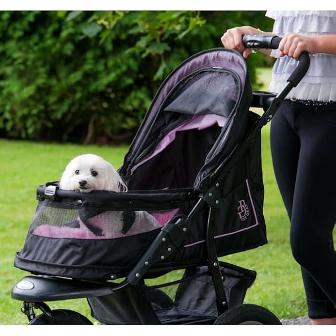 Pet Gear No-Zip NV Pet Stroller for Cats/Dogs, Zipperless Entry, Easy One-Hand Fold, Gel-Filled Tires, Plush Pad + Weather Cover Included, 3 colors