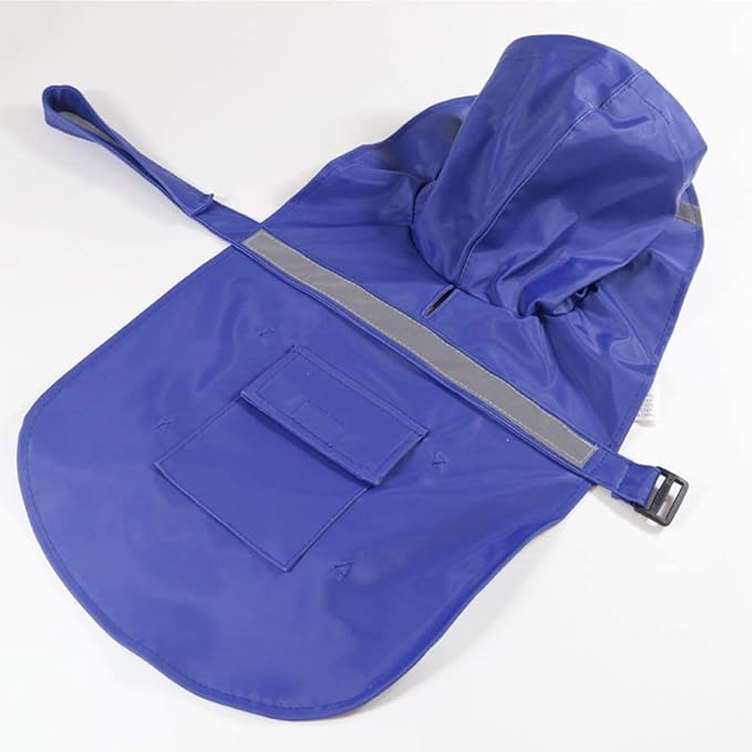 Mikayoo Large Dog Raincoat Adjustable Pet Waterproof Clothes Lightweight Rain Jacket Poncho Hoodies with Strip Reflective(Dark Blue,XXXL)