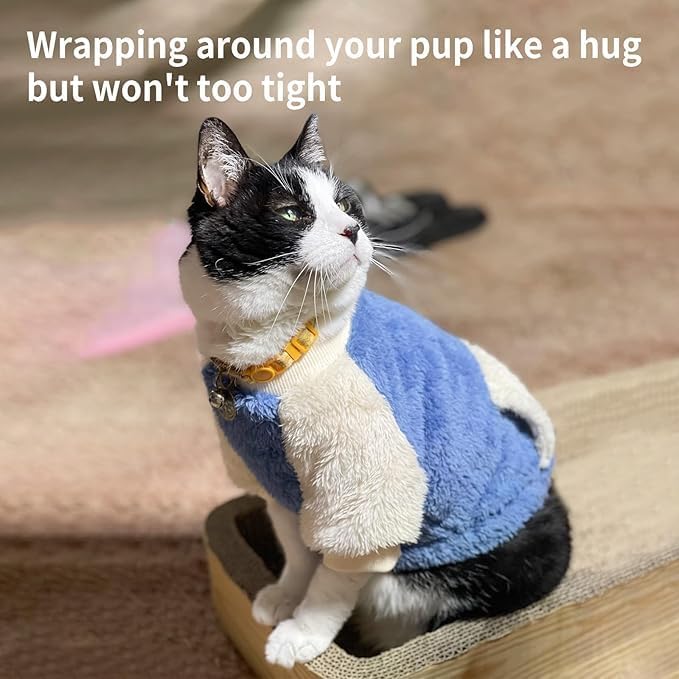 LESYPET Dog Sweater for Small to Medium Dogs, Fleece Lining Puppy Sweatshirt in Winter, Warm Puppy Clothes Pullover Jumper, Blue S