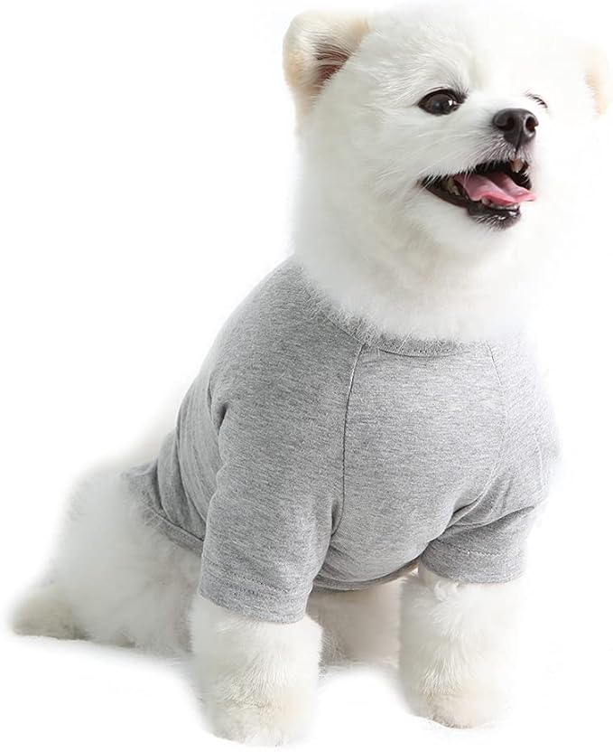 Dog Shirt for Small Dogs Plain T-Shirts Soft Breathable Dog Cotton Shirt pet Clothes (Small, Gray)