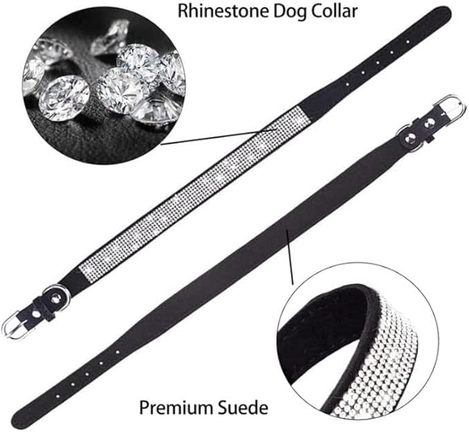 Serijoars Small Dog Collar with Rhinestone Crystal Diamond Colorful Bling Girl Puppy Cat Collars (S, Light Blue)
