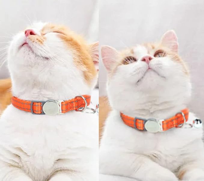 Reflective Cat Collar with Bell, Soft Nylon Break Away Kitten Collar with Bells, Breakaway Dog Collars for XXS Xs Small Tiny Little Girl Pet Dogs, Neck 7-11 Inch Hot Pink
