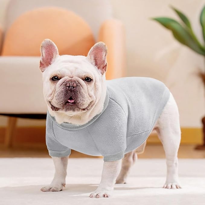 Idepet Dog Fleece Sweater, Small Dogs Shirt Pullover Sweatshirt Pet Dog Clothes Soft Puppy Sweater Warm Winter Shirt Classic Cat Apparel for Small Dogs and Cats (XX-Small, Grey)