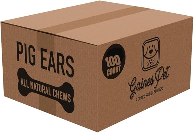 Gaines Pet Pig Ears for Dogs – 100 Count, All-Natural Whole Ears – No Additives or Hormones, Rawhide Alternative, Supports Dental Health, Easily Digestible Treat for Small to Large Dogs