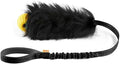 HOWGO Dog Rope Toy,Dog Bungee Chaser Toy 100% Sheepskin,Sheep Smell Tug Interactive Rope for All Breeds (Black, with Rubber Ball)