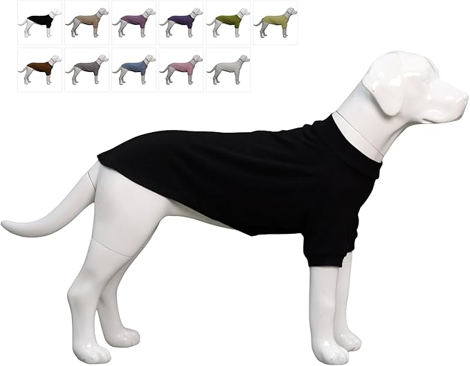 Lovelonglong Ribbed Dog T-Shirt Cotton Knitted Dog Sweaters for All Season Pet T-Shirts for Large Medium Small Dogs Black XS