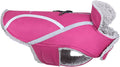 VIVAGLORY Frostfit Dog Coat, Dog Jacket for Winter & Cold Weather, Warm Fluffy Fleece Lined Water Resistant Reflective for Puppy, Coat with Velcro Fastening & Leash Hole, M, Fuchsia