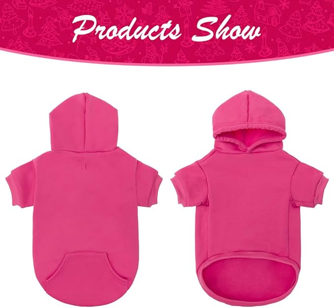 KOOLTAIL Basic Dog Hoodie - Soft & Warm Dog Hoodie Sweater with Leash Hole and Pocket, Dog Winter Coat, Cold Weather Clothes Sweatshirt for Small Medium Large Dogs Puppy Cat Boys Girls Deep Pink XS