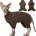ROZKITCH Hairless Cat Shirt, Turtleneck Sweater for Cat, Sphynx Cats Shirt Hairless Sweaters with Sleeves, Warm and Soft Kitten Pullover Fleece Winter Pajamas Jumpsuit for Puppy Cats Coffee S