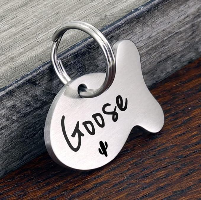Ultra Joys Cat ID Tag Personalized Pet Tags, Durable Stainless Steel Small Pet Mini Dog Cat Tag Lightweight - Fish Tag in Silver