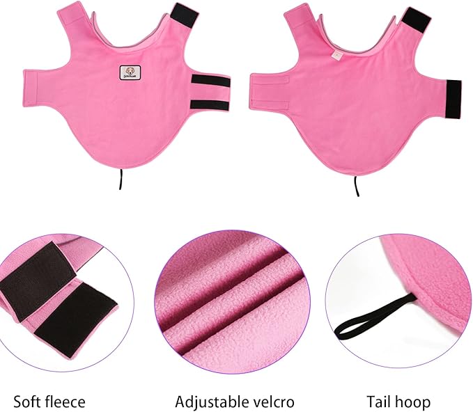 Fleece Dog Coat Winter Pet Jacket Reflective for Cold Weather for Large Medium Small Dogs(Pink,M)