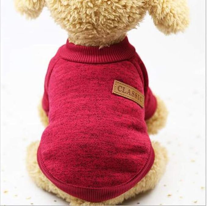 Idepet Pet Dog Classic Knitwear Sweater,Fleece Coat for Small,Medium,Large Dog,Warm Pet Dog Cat Clothes,Soft Puppy Customes (L, WineRed)