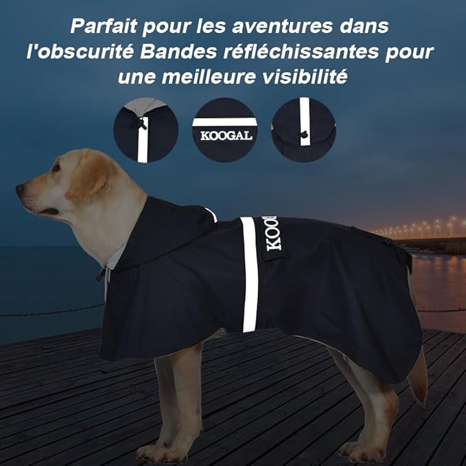 Pet Large Dog Raincoat Apparel Poncho Waterproof for Medium Large Sized for Dog Rain Coat Clothes (Navy Blue, 5XL)