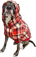 Spark Paws Dog Hoodie – Premium Dog Sweater for Small, Medium, and Large Dogs | Warm Outfits for French Bulldogs, Pitbull, Puppy, Winter Jacket Alternative - Red Plaid, 3XL