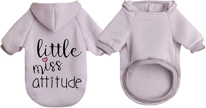 Cat Hoodies for Cats Puppy Pet Clothes Cat Apparel Little Miss Attitude Print Dog Hoodie for Small Medium Dogs Outfits for Kittens(Purple,2XL)