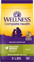Wellness Complete Health Dry Dog Food with Grains, Natural Ingredients, Made in USA with Real Meat, All Breeds, For Adult Dogs (Healthy Weight - Chicken & Potatoes, 5-Pound Bag)
