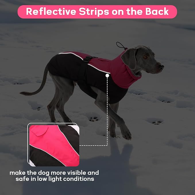 IDOMIK Dog Winter Coat, Reflective Waterproof Dog Jacket for Cold Weather, Warm Pet Coats for Small Medium Large Dogs, High Collar Doggy Fleece Snow Jacket, Winter Vest with Adjustable Buckle,M