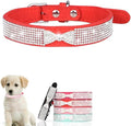Serijoars Small Dog Collar with Rhinestone Crystal Diamond Colorful Bling Girl Puppy Cat Collars (S, Red3)