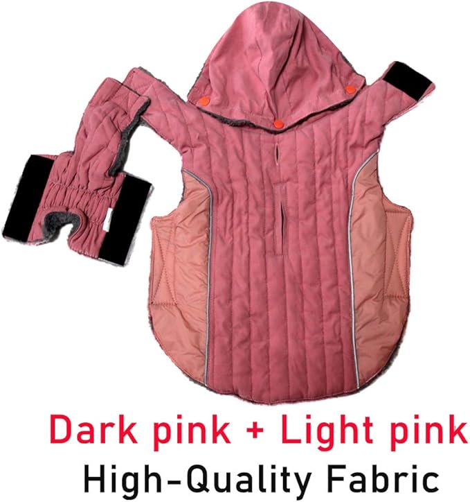 Fleece Dog Hoodie for Large Dogs Super Warm Doggie Jacket for Cold Winter Dog Coats,Pink XXXL