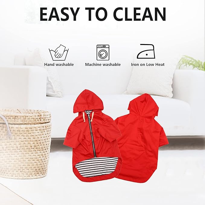Dog Raincoat rain Jacket Raincoat Dogs Waterproof Small Medium Breeds Zip Closure Storage Pocket Harness Hole Red XS