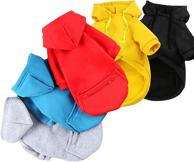 Jecikelon Winter Dog Hoodie Sweatshirts with Pockets Warm Clothes for Small Dogs Chihuahua Coat Puppy Custume Clothing (XX-Small, Y02-Grey)
