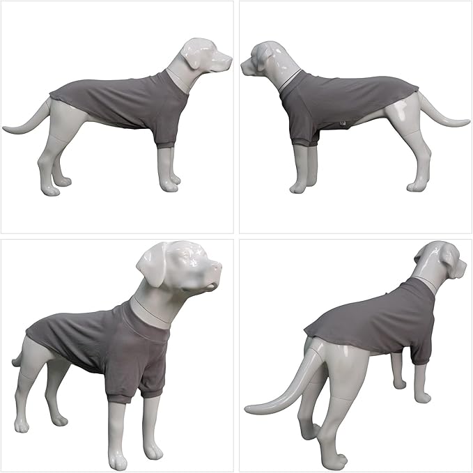 Lovelonglong Ribbed Dog T-Shirt Cotton Knitted Dog Sweaters for All Season Pet T-Shirts for Large Medium Small Dogs Dark Gray 2XL