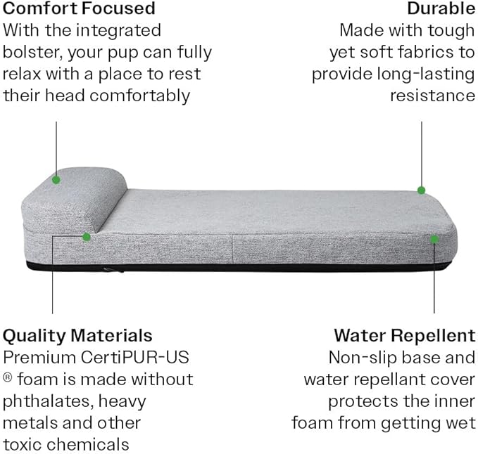 Diggs Bolstr Orthopedic Dog Bed with Headrest - Dog Crate Bed for Evolv Crate & Other Standard Pet Kennels - Durable & Comfortable - (Large)