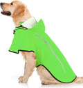 Dog Raincoat with Removable Hoodie, Rain Coats Waterproof Windproof Snowproof, Rain Jacket with Reflective Strip/Adjustable Drawstring/Leash Hole for Dog Walking (Green, X-Large)