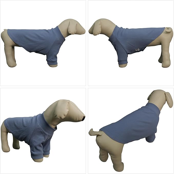 Lovelonglong Ribbed Dog T-Shirt Cotton Knitted Dog Sweaters for All Season Pet T-Shirts for Large Medium Small Dogs Grayish Blue XS
