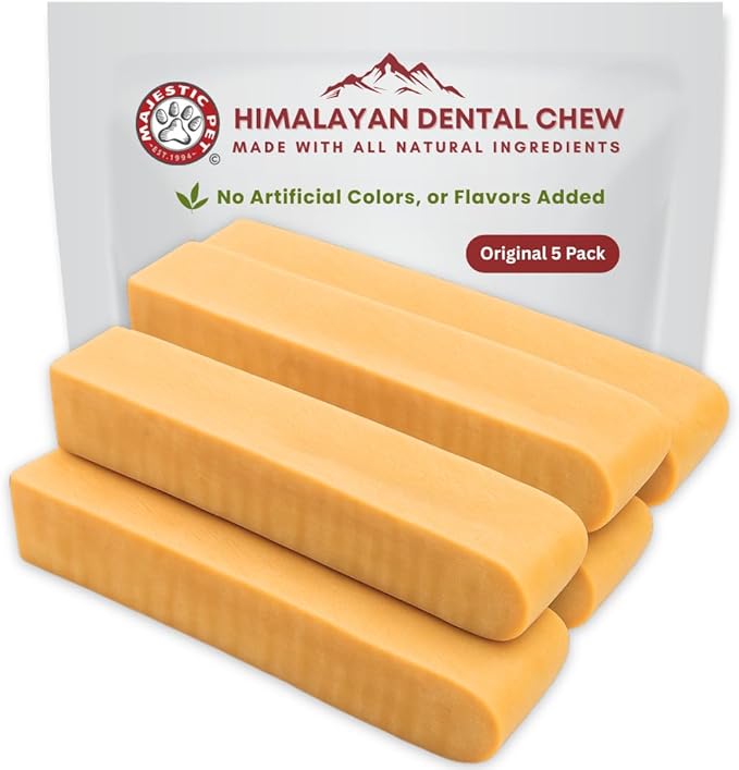 Majestic Pet Himalayan All-Natural Yak Cheese Dog Chews Made with 100% Cows Milk- Long Lasting Dental Chew for Dogs - Healthy Pet Treats (Dental & Bone Support, Large, 5 Pack)