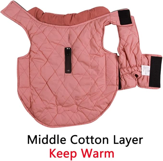 Reversible Dog Coats for Medium Dogs Waterproof Warm Puppy Jacket for Cold Winter,Pink M