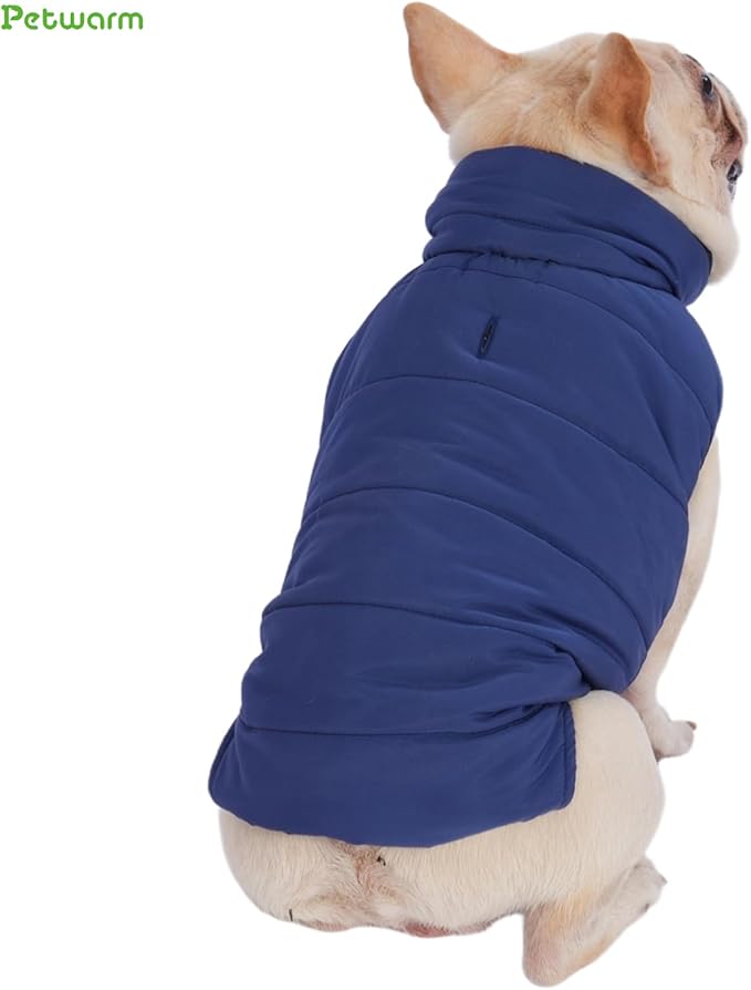 PetWarm Reversible Dog Cold Weather Coats, Waterproof Dog Puffer Vest, Vest for Dogs with Hook-and-Loop Strap, Windproof Outdoor Coat for Winter Walks and Snowy Days, Blue, L