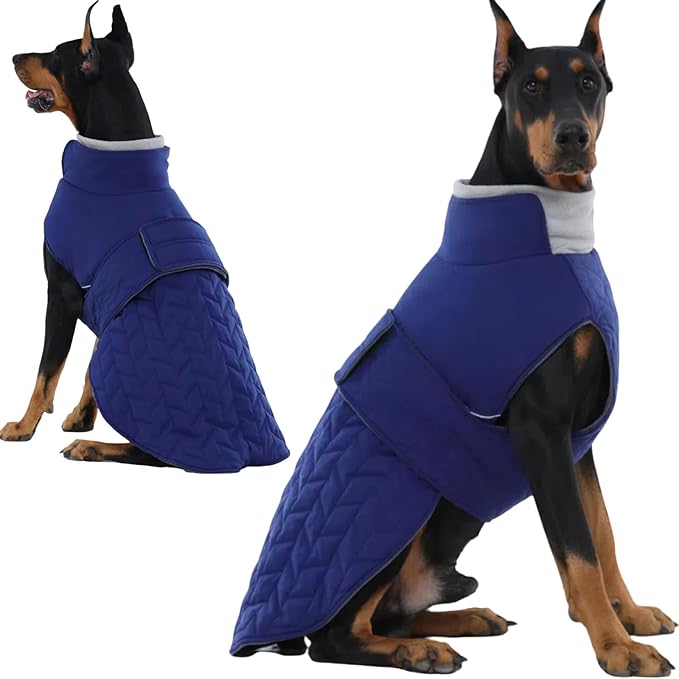 Upgraded Classic Quilted High-Loft Dog Winter Coat, Waterproof Outdoor Coats for Small Dogs, Lightweight & Thick Puppy Jacket with Leash Hole, 2-Layer Pet Vest Jackets for Dachshund Boston(Blue, S)