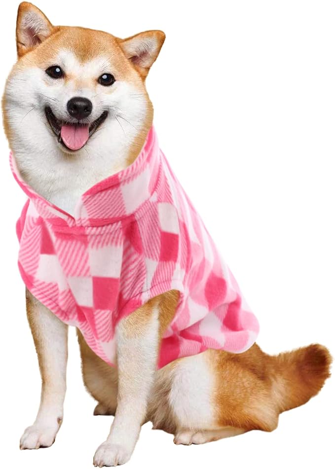 KAMA BRIDAL Spring Autumn Winter Coat Pullover Fleece Vest for Cats Small and Medium Dogs Thin Sweater Pink & White Plaid (Pink, S)