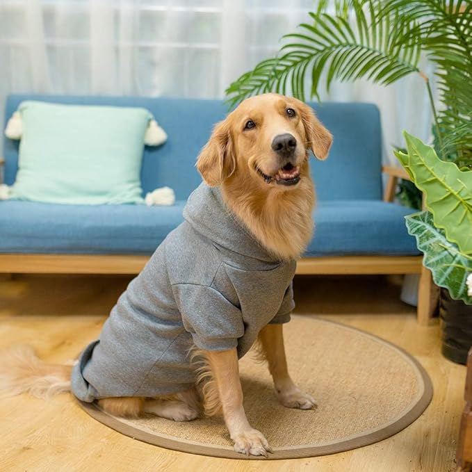 KOOLTAIL Basic Dog Hoodie - Soft and Warm Dog Hoodie Sweater with Leash Hole and Pocket, Dog Winter Coat, Cold Weather Clothes Sweatshirt for Small Medium Large Dogs Puppy Cat Boys Girls Grey XXL