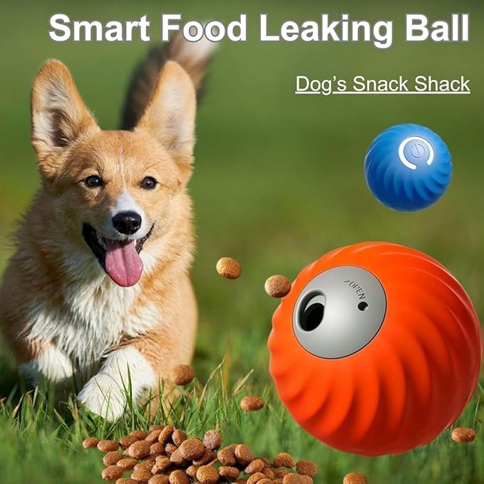 Zoomie Buddy 2.0 Interactive Dog Toys, 2 in 1 Interactive Dog Balls ＆ Pet Feeder, Dog Track Food Leaking Ball, New TPU Rolling Ball for Dogs with Fruit Plush Cover (Orange)