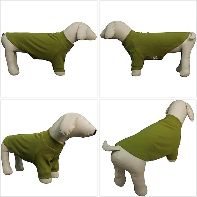 Lovelonglong Ribbed Dog T-Shirt Cotton Knitted Dog Sweaters for All Season Pet T-Shirts for Large Medium Small Dogs Olive Green XS