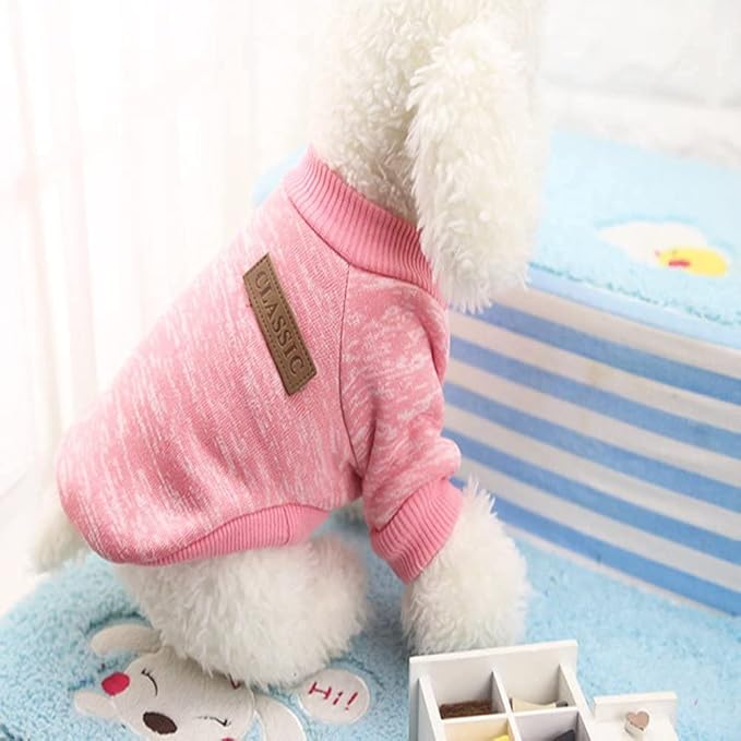 Idepet Pet Dog Classic Knitwear Sweater Soft Fleece Coat Thickening Warm Pup Dogs Shirt Winter Pet Dog Cat Clothes Puppy Customes Clothing for Small Dogs (XXS, Pink)