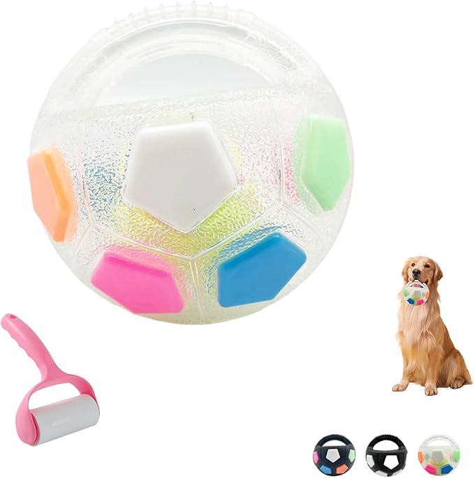 Dog Calming Ball with Handle for Dogs, 2026 New Interactive Football Shape Dog Toy, TPR Chewable Material, Squeaky, Water Play, Training & Outdoor Games (White)