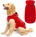 EXPAWLORER Dog Hoodie Fleece Sweater Vest, Hooded Dog Sweatshirt Fall Winter Pet Clothes with Leash Ring, Sleeveless Warm Cozy Puppy Clothing for Cat Small Medium Large Dogs Girl Boy, Red M