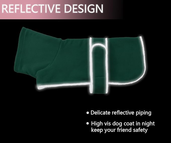 Geyecete Dachshund Sweaters - Dachshund Dog Jacket, Winter Coat with Padded Fleece Lining, High Collar, Adjustable Sizes - Green - M