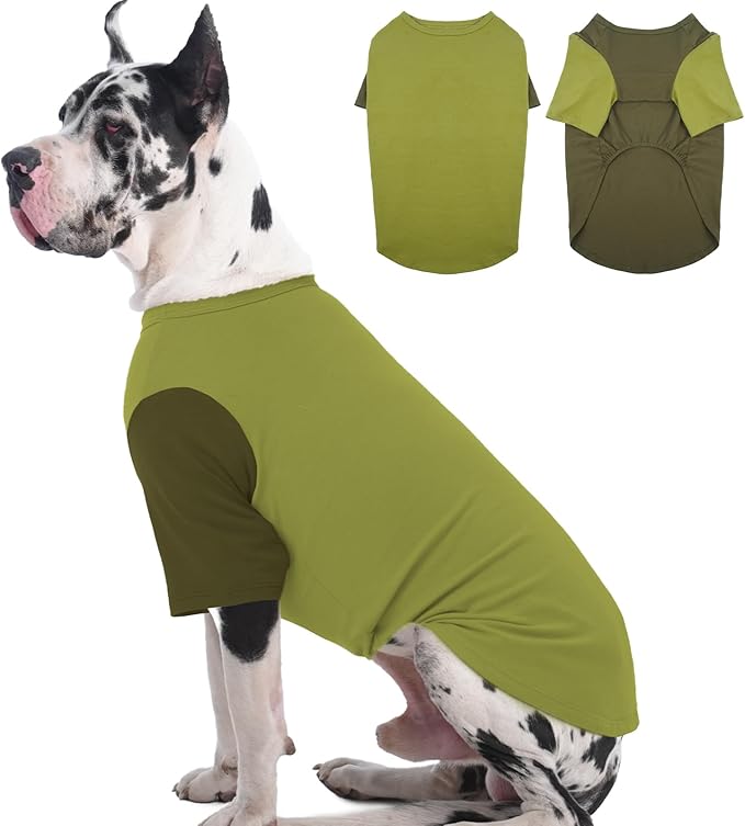 IKUPUKO 2 Pack Dog T-Shirts for Extra Large Dogs Soft Breathable Cotton Shirt Shedding Control Clothes for Great Dane, Summer Hot Weather Walking, Seaside, Park Play, XXXXXL