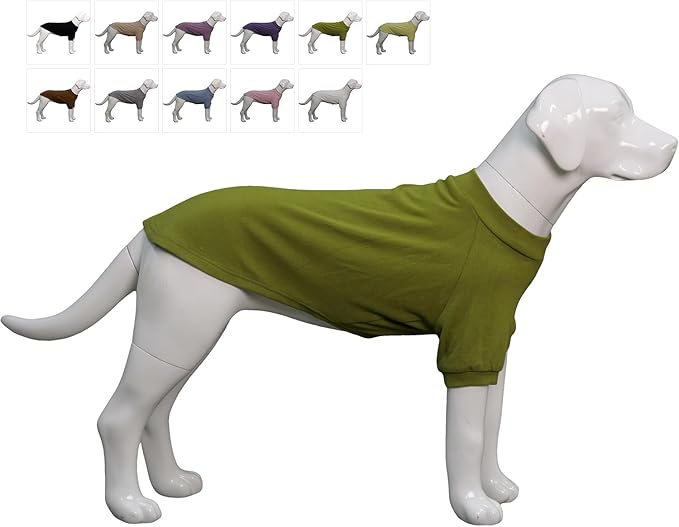 Lovelonglong Ribbed Dog T-Shirt Cotton Knitted Dog Sweaters for All Season Pet T-Shirts for Large Medium Small Dogs Olive Green L