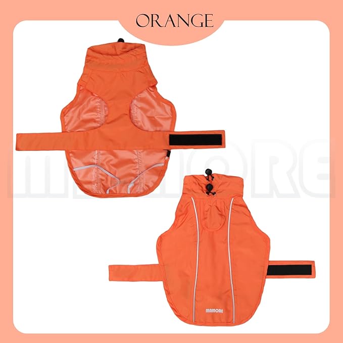 Waterproof Dog Raincoat with Reflective Strip, Adjustable Breathable Rain Coat Jacket with Leash Hole for Dogs (Orange, X-Small)