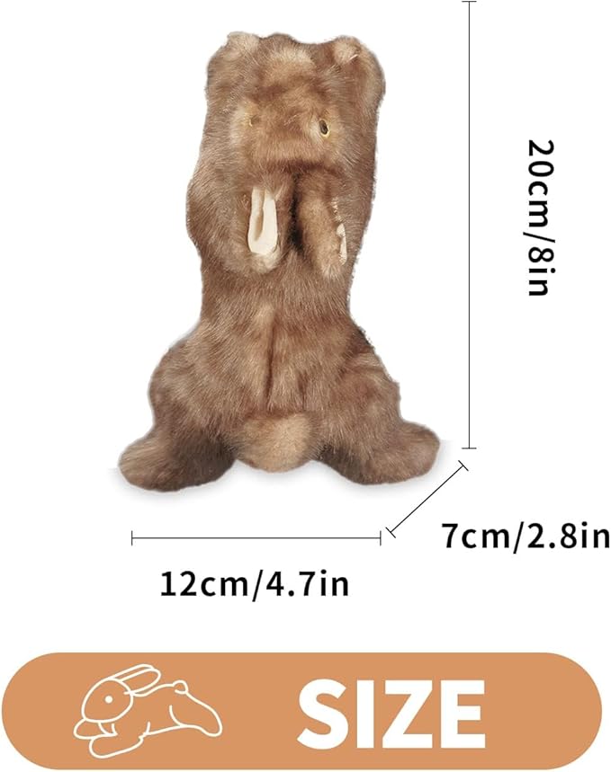 ALL FOR PAWS Classic Rabbit Squeaky Doy Toy, Bunny Dog Toy for Small Medium Breed, Puppy Fetch Toy with Squeaker, Plush Chew Dog Toy, 8 x 2.8 x 4.7 inches, Brown Rabbit -Small Size