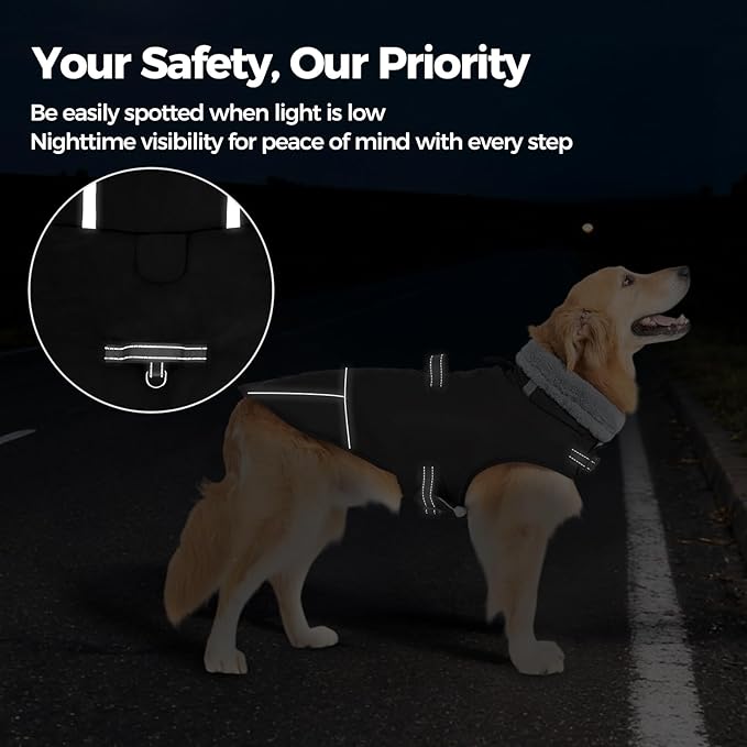 Mihachi Dog Coat for Small Dogs, Warm Dog Winter Coat Waterproof Dogs Jacket with Harness Built in Reflective Pet Fleece Vest, Puppy Cold Weather Coats Turtleneck & Windproof Dogs Snowsuit, Black S