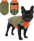Reversible Waterproof Dog Coat - Adjustable Winter Jacket for Small to Large Breeds, Warm Cold Weather Apparel for Medium Dogs (Army Green & Orange, Medium (Pack of 1))